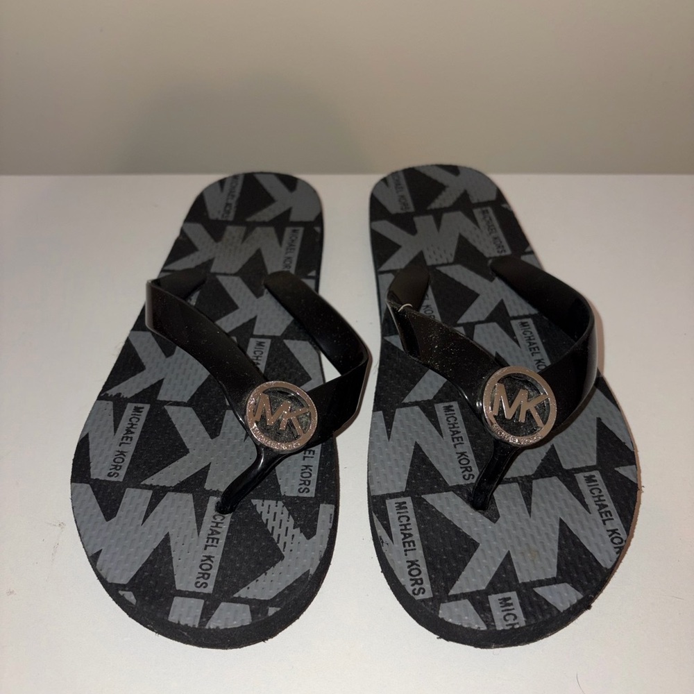 Michael Kors Black and Gray Kids Flip Flops